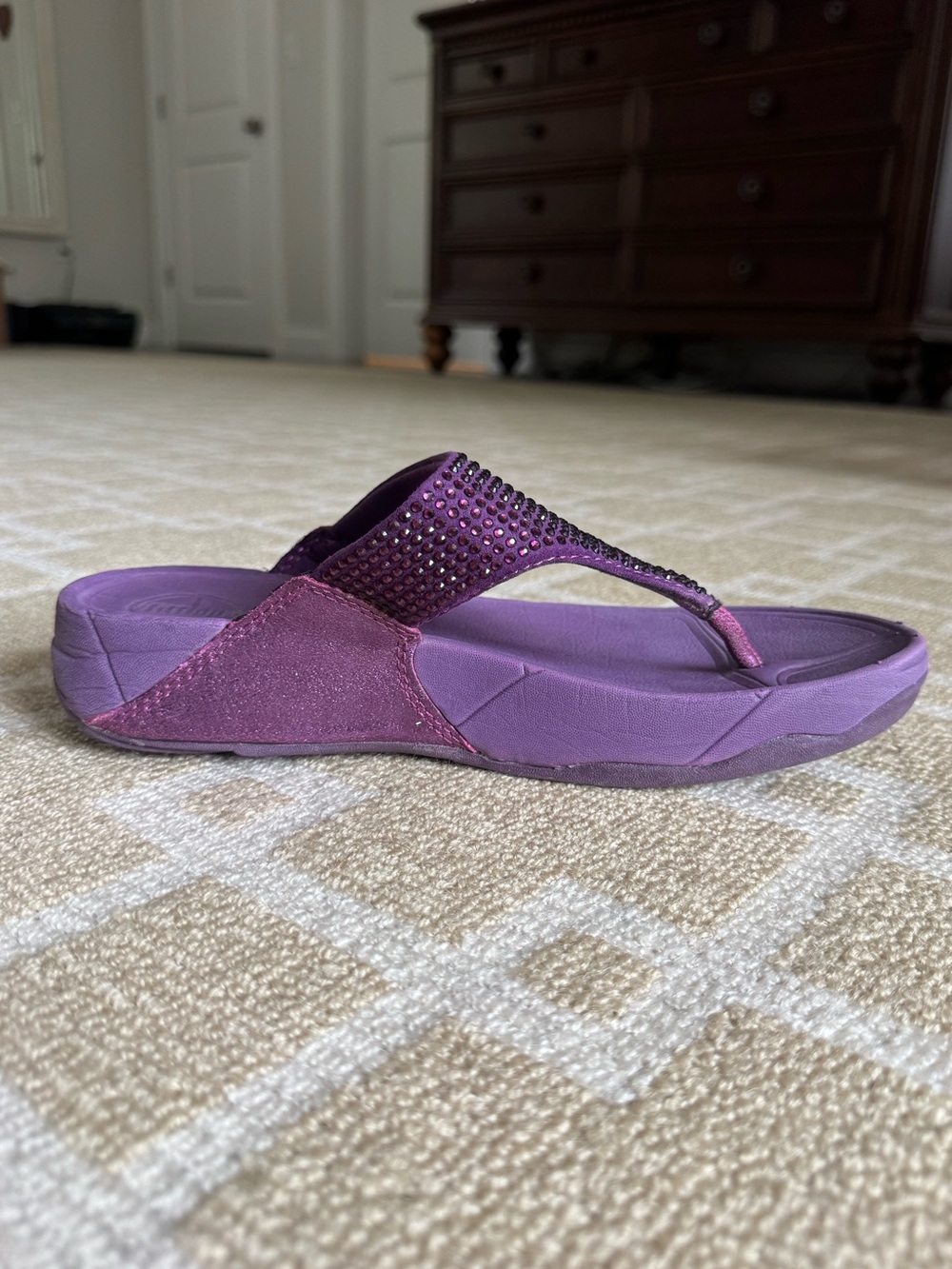 FitFlop Lulu Crystal Embellished Flip Flop Thong Sandals Purple Size 8 - Picture 5 of 13
